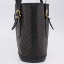 CELINE Macadam Canvas Tote Bag PVC Leather Black Gold Auth 203439V-3