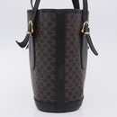 CELINE Macadam Canvas Tote Bag PVC Leather Black Gold Auth 203439V-4