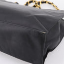 CHANEL COCO Mark Chain Shoulder Tote Bag Leather Black Gold CC Auth 203441V-12