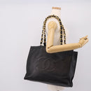 CHANEL COCO Mark Chain Shoulder Tote Bag Leather Black Gold CC Auth 203441V-22