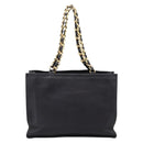 CHANEL COCO Mark Chain Shoulder Tote Bag Leather Black Gold CC Auth 203441V-3