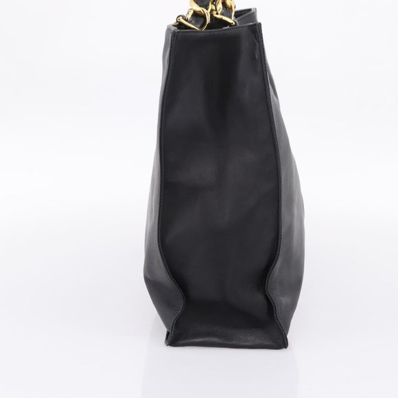 CHANEL COCO Mark Chain Shoulder Tote Bag Leather Black Gold CC Auth 203441V