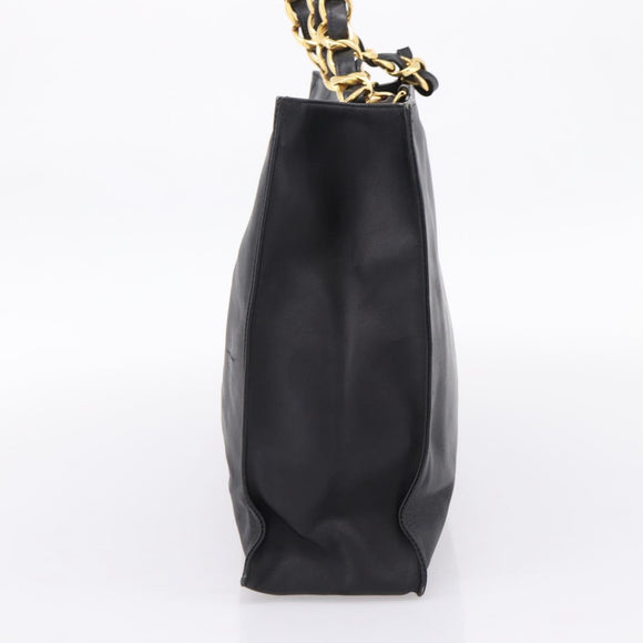 CHANEL COCO Mark Chain Shoulder Tote Bag Leather Black Gold CC Auth 203441V
