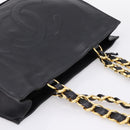 CHANEL COCO Mark Chain Shoulder Tote Bag Leather Black Gold CC Auth 203441V-6