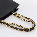 CHANEL COCO Mark Chain Shoulder Tote Bag Leather Black Gold CC Auth 203441V-7
