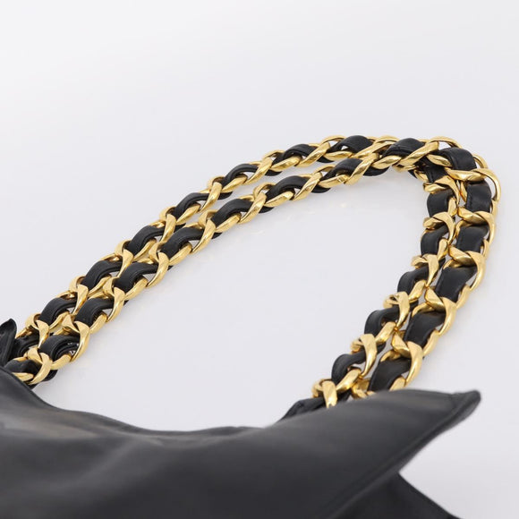 CHANEL COCO Mark Chain Shoulder Tote Bag Leather Black Gold CC Auth 203441V