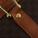 CELINE Macadam Canvas Boston Bag PVC Leather Brown Gold Auth 203442V-14