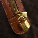 CELINE Macadam Canvas Boston Bag PVC Leather Brown Gold Auth 203442V-18
