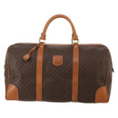 CELINE Macadam Canvas Boston Bag PVC Leather Brown Gold Auth 203442V-2