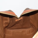 CELINE Macadam Canvas Boston Bag PVC Leather Brown Gold Auth 203442V-20