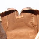 CELINE Macadam Canvas Boston Bag PVC Leather Brown Gold Auth 203442V-21