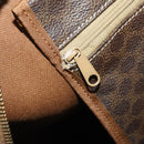 CELINE Macadam Canvas Boston Bag PVC Leather Brown Gold Auth 203442V-22