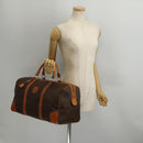 CELINE Macadam Canvas Boston Bag PVC Leather Brown Gold Auth 203442V-24