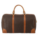 CELINE Macadam Canvas Boston Bag PVC Leather Brown Gold Auth 203442V-3