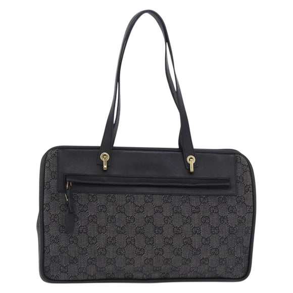 GUCCI GG Canvas Tote Bag Black Gold 92730 Auth 203446V