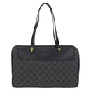 GUCCI GG Canvas Tote Bag Black Gold 92730 Auth 203446V-3