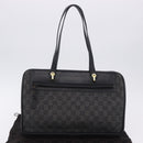 GUCCI GG Canvas Tote Bag Black Gold 92730 Auth 203446V-30