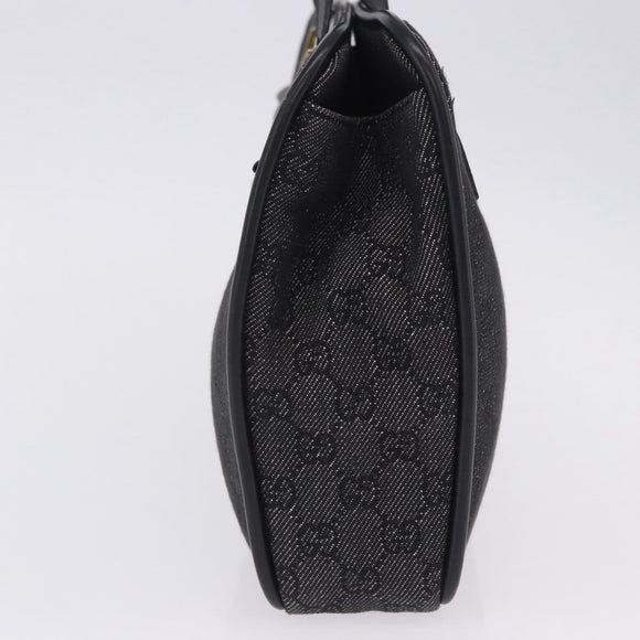 GUCCI GG Canvas Tote Bag Black Gold 92730 Auth 203446V