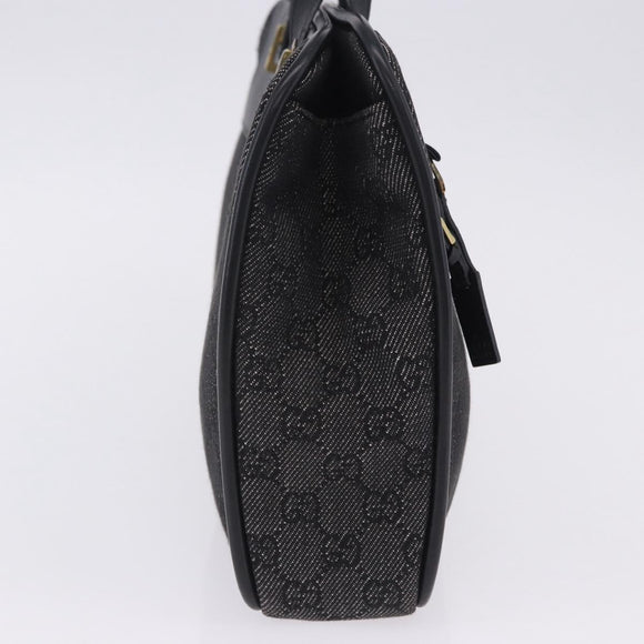 GUCCI GG Canvas Tote Bag Black Gold 92730 Auth 203446V