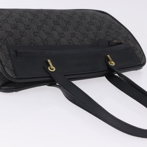 GUCCI GG Canvas Tote Bag Black Gold 92730 Auth 203446V