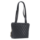 CHANEL Matelasse Tote Bag Lamb Skin Black Gold CC Auth 203447V-1