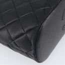 CHANEL Matelasse Tote Bag Lamb Skin Black Gold CC Auth 203447V-9
