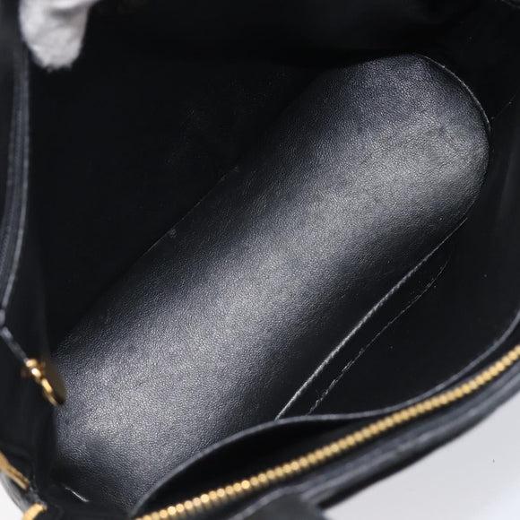CHANEL Matelasse Tote Bag Lamb Skin Black Gold CC Auth 203447V