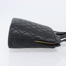 CHANEL Matelasse Tote Bag Lamb Skin Black Gold CC Auth 203447V-3