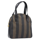 FENDI Pecan Canvas Hand Bag PVC Brown Black Auth 203448-1