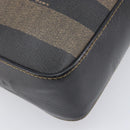 FENDI Pecan Canvas Hand Bag PVC Brown Black Auth 203448-11