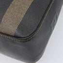 FENDI Pecan Canvas Hand Bag PVC Brown Black Auth 203448-12