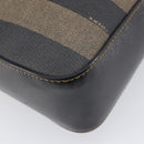 FENDI Pecan Canvas Hand Bag PVC Brown Black Auth 203448-13