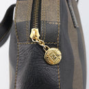FENDI Pecan Canvas Hand Bag PVC Brown Black Auth 203448-14