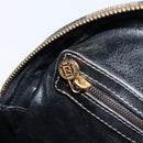 FENDI Pecan Canvas Hand Bag PVC Brown Black Auth 203448-19