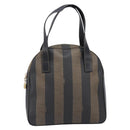 FENDI Pecan Canvas Hand Bag PVC Brown Black Auth 203448-2