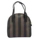 FENDI Pecan Canvas Hand Bag PVC Brown Black Auth 203448-3
