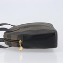 FENDI Pecan Canvas Hand Bag PVC Brown Black Auth 203448-5