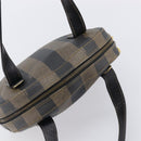 FENDI Pecan Canvas Hand Bag PVC Brown Black Auth 203448-6