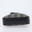 FENDI Pecan Canvas Hand Bag PVC Brown Black Auth 203448-9