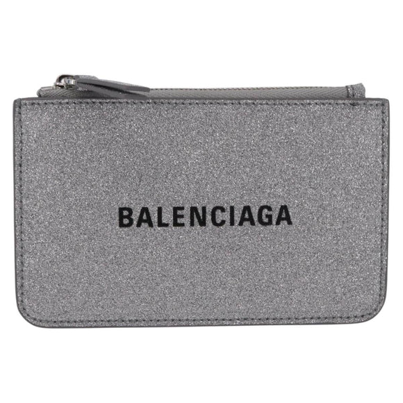 BALENCIAGA Every Day Coin Purse Leather Silver 581306 Auth 203452V