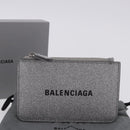 BALENCIAGA Every Day Coin Purse Leather Silver 581306 Auth 203452V-21