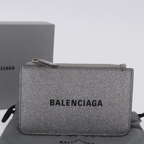 BALENCIAGA Every Day Coin Purse Leather Silver 581306 Auth 203452V