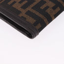 FENDI Zucca Canvas Long Wallet Black Brown Auth 203453V-15