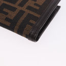 FENDI Zucca Canvas Long Wallet Black Brown Auth 203453V-16