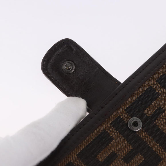 FENDI Zucca Canvas Long Wallet Black Brown Auth 203453V
