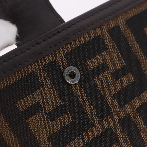 FENDI Zucca Canvas Long Wallet Black Brown Auth 203453V