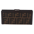 FENDI Zucca Canvas Long Wallet Black Brown Auth 203453V-13