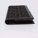 FENDI Zucca Canvas Long Wallet Black Brown Auth 203453V-3