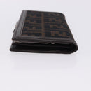 FENDI Zucca Canvas Long Wallet Black Brown Auth 203453V-4