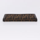 FENDI Zucca Canvas Long Wallet Black Brown Auth 203453V-6